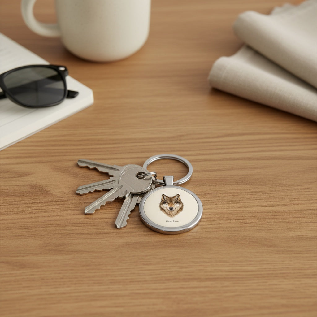 Stainless Steel Keychain - Wolf (Canis lupus)